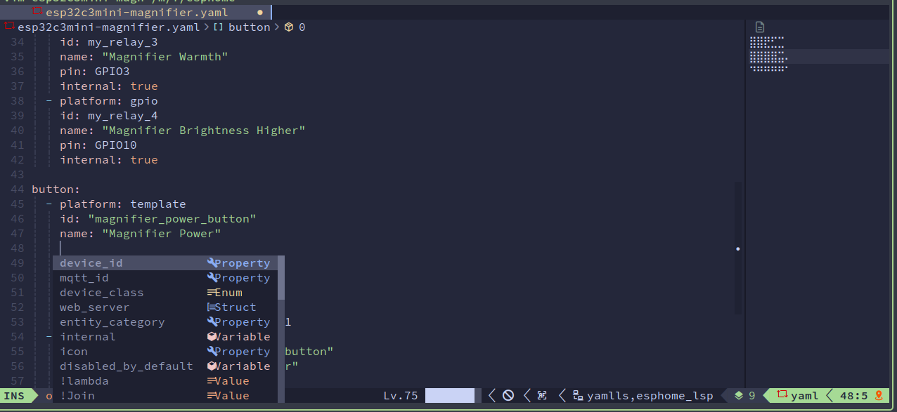 ESPHome autocompletion in Neovim